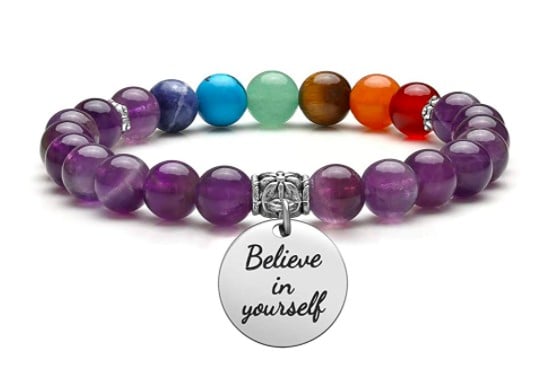 Purple Chakra Bracelet With Chain Detail