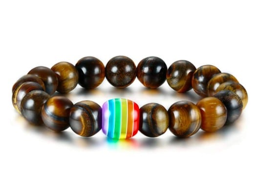 Dark Brown Chakra Beads With Rainbow Detail