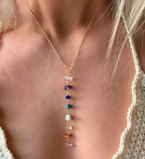 Long And Vertical Placed Chakra Beads Necklace