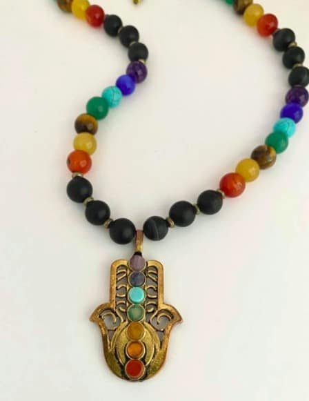 Playful And Colorful Beads Chakra Necklace With A Pendant