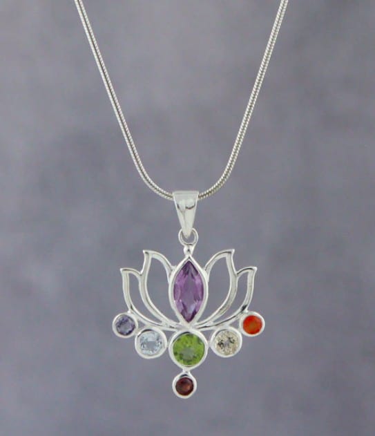 Flower Shaped Silver Chakra Pendant