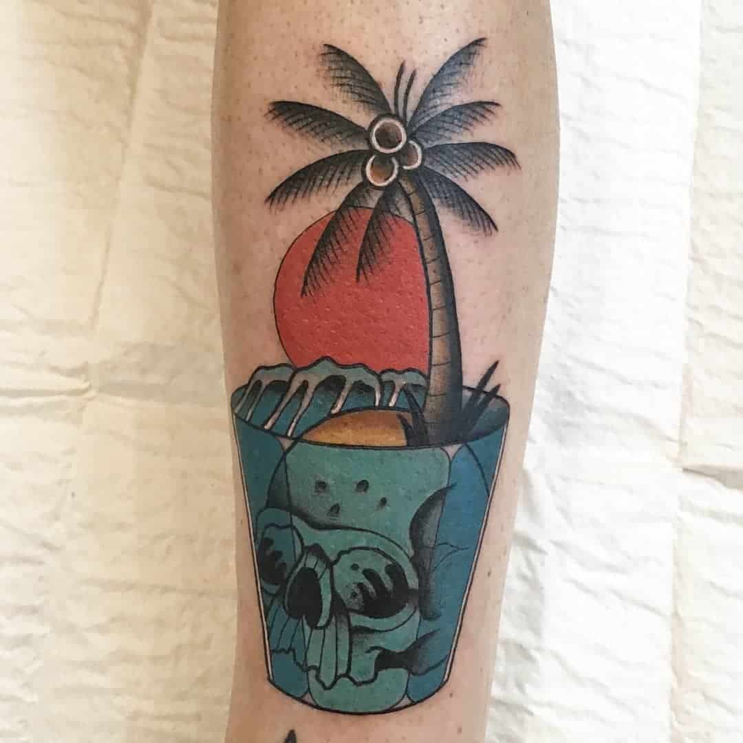 Palm tree and sunset tattoos 1
