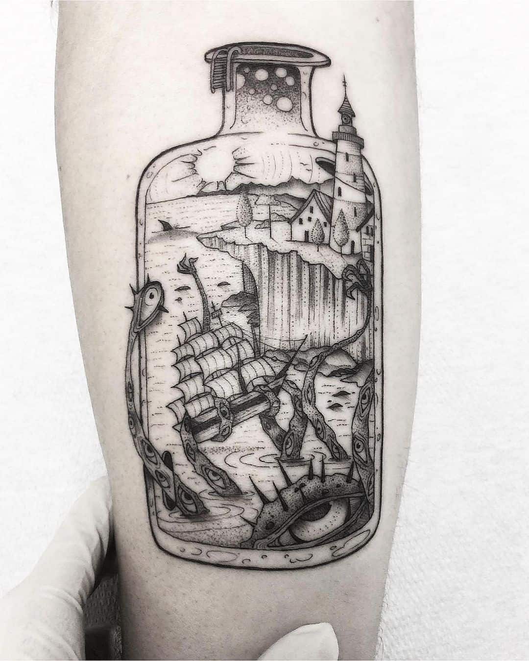 Vintage bottle tattoo 3