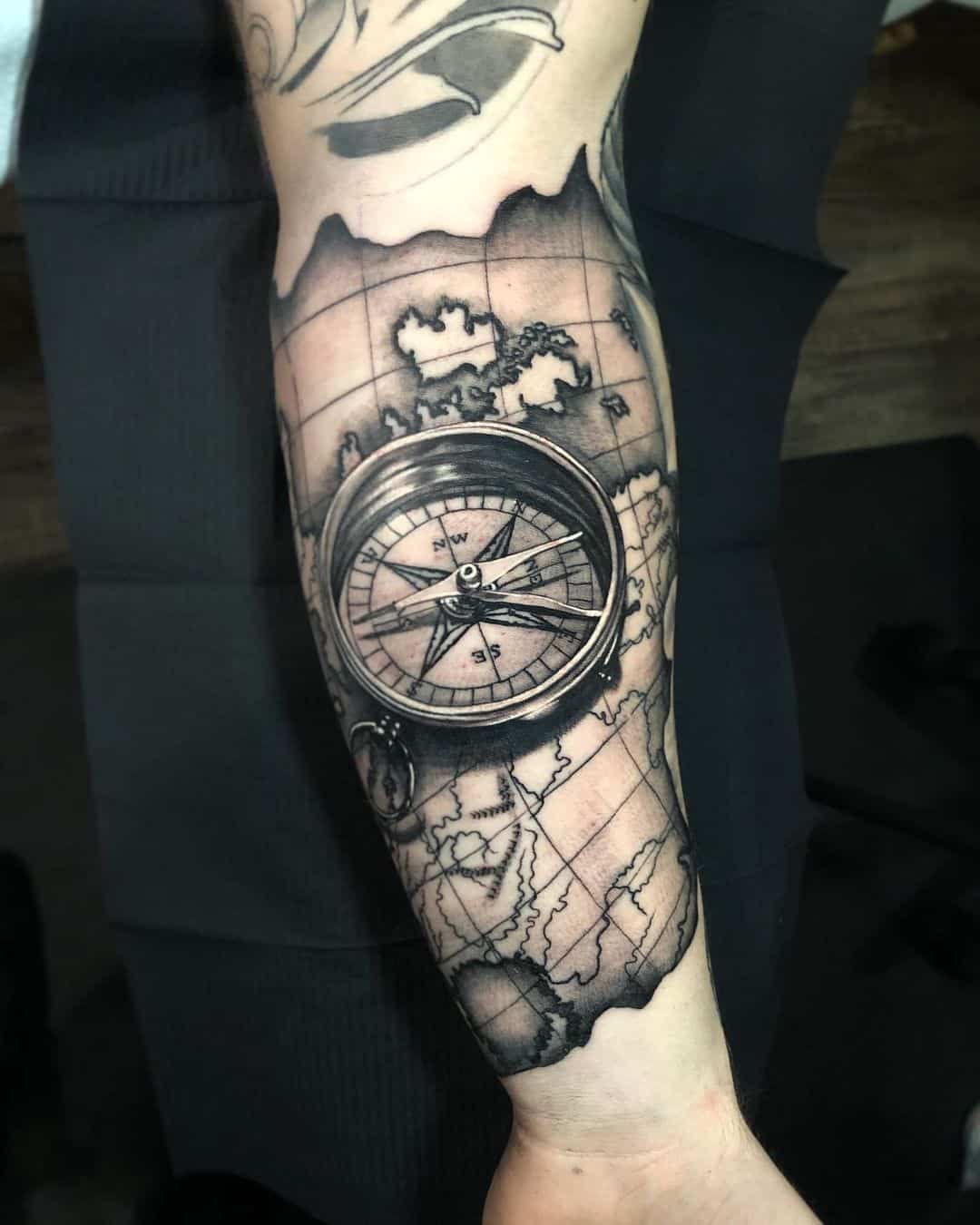 Vintage compass tattoo 1