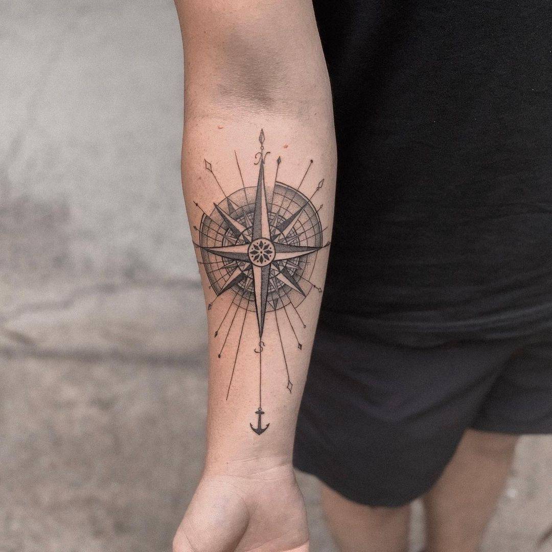 Vintage compass tattoo 2