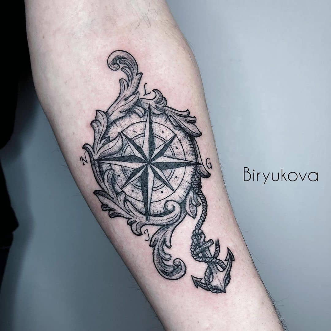 Vintage compass tattoo 3