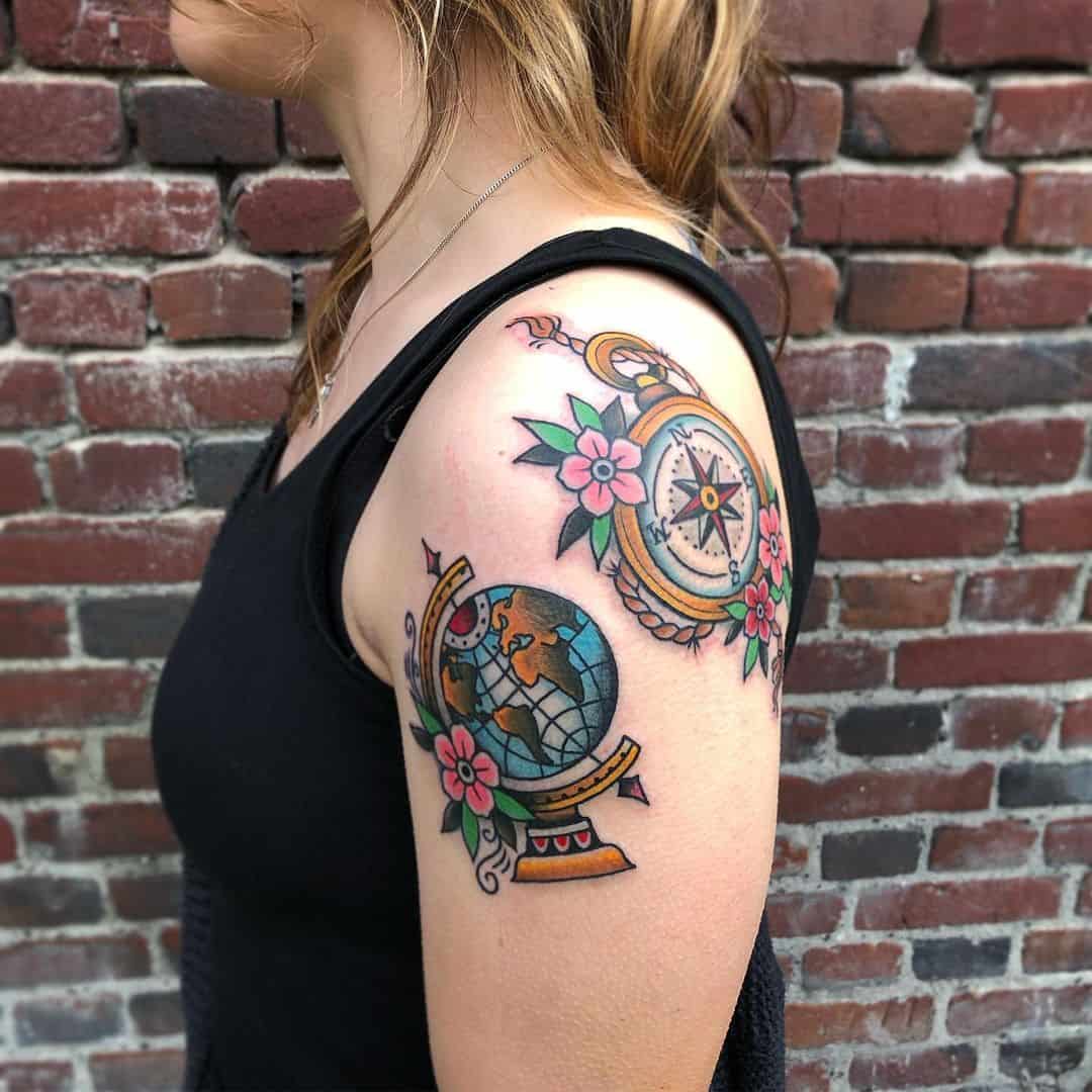 Vintage globe tattoo 1