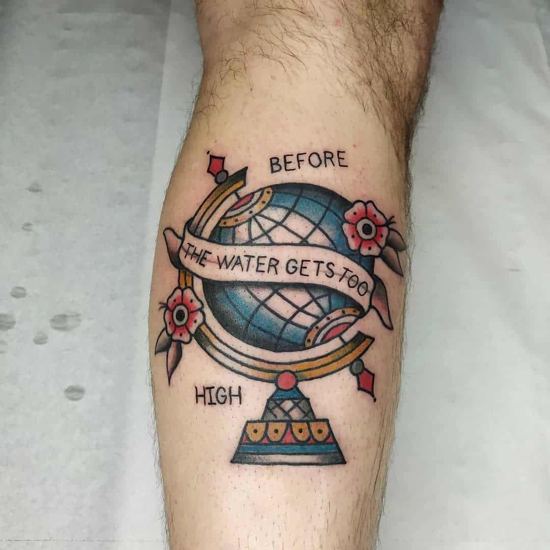 Vintage globe tattoo 4