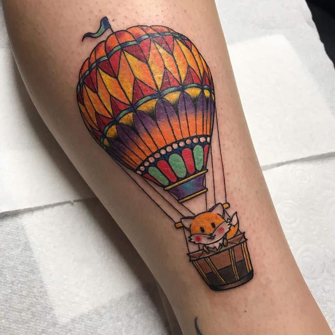 Vintage hot air balloon tattoo 2