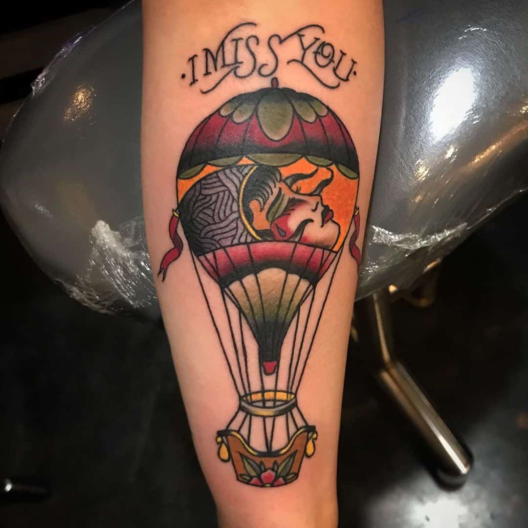 Vintage hot air balloon tattoo 3