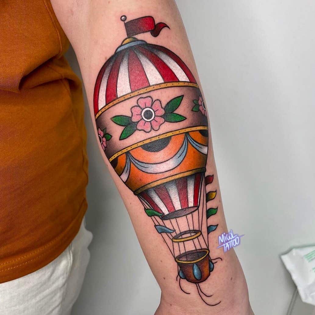 Vintage hot air balloon tattoo 4