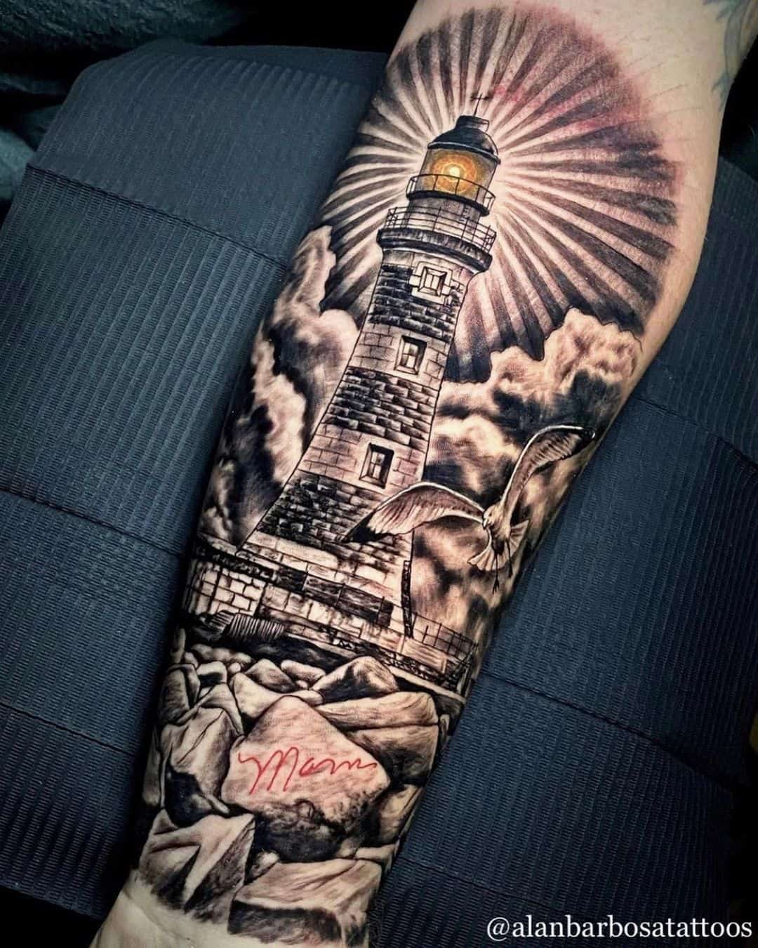 Vintage lighthouse tattoo 1