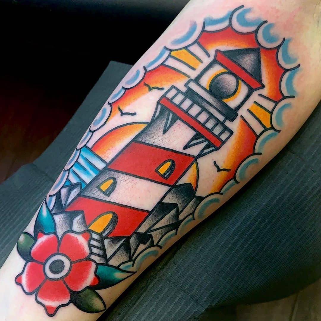 Vintage lighthouse tattoo 3