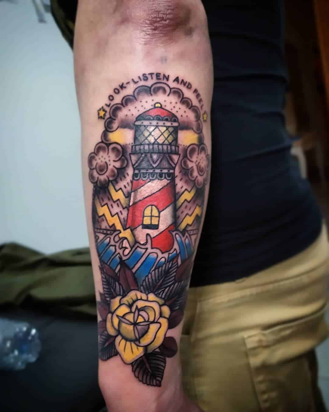 Vintage lighthouse tattoo 5