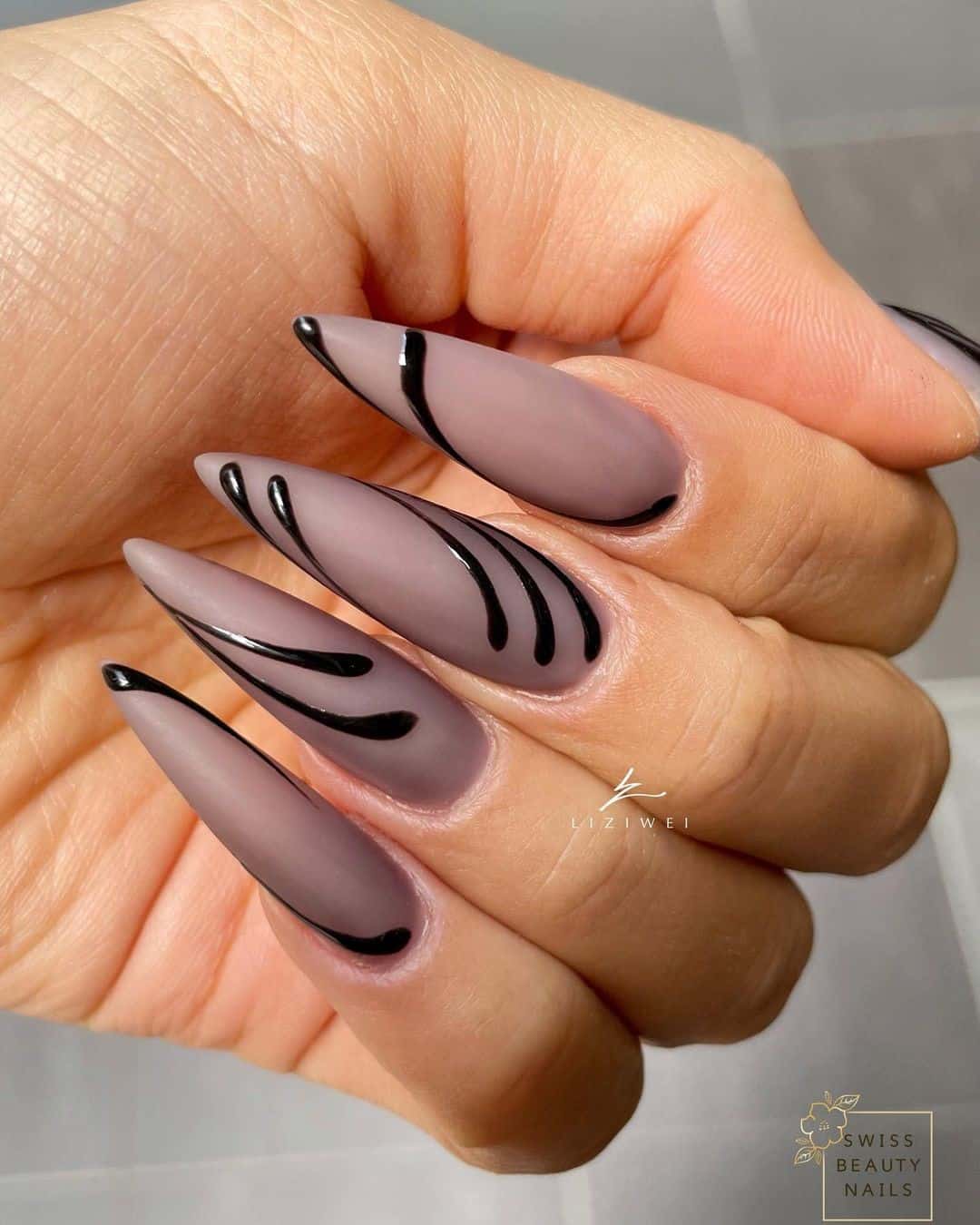 Long Stiletto Nails Nude Design 