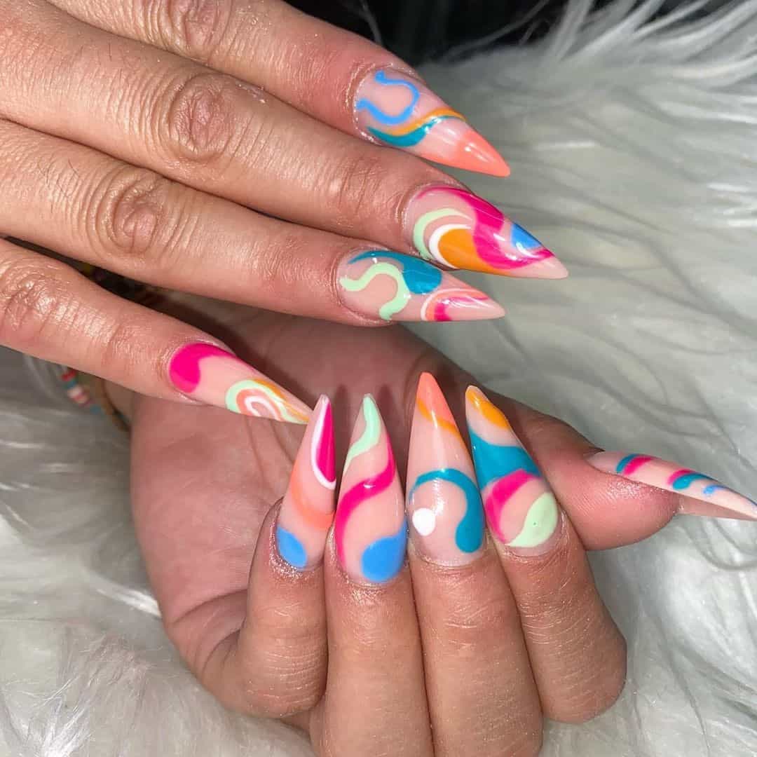 Nail Art Colorful Stiletto Nails 