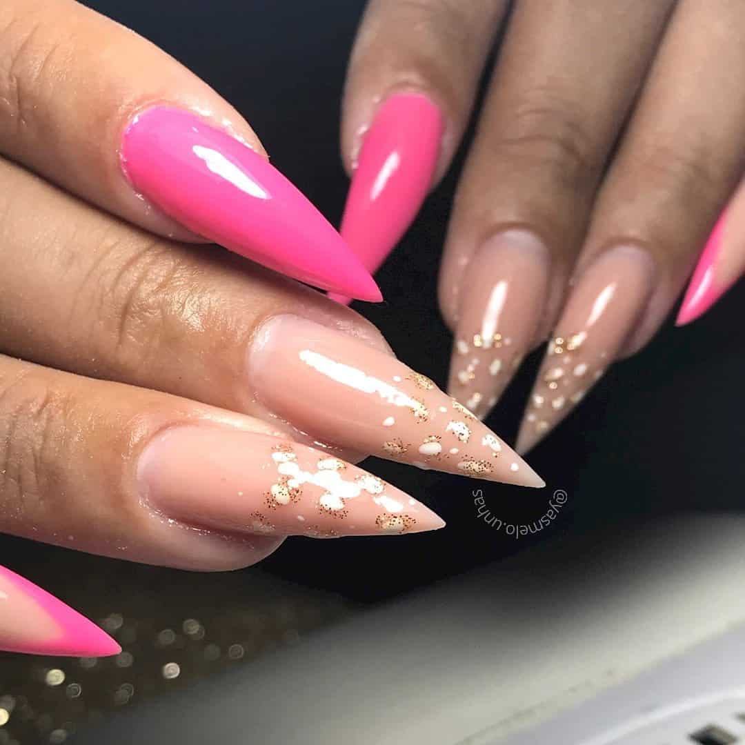 Nude & Pink Stiletto Nails 