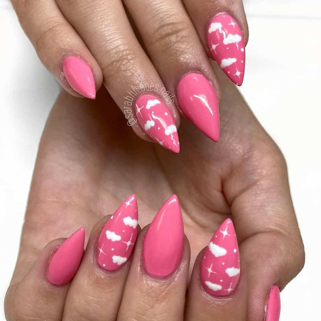 Pink Stiletto Nails Short Manicure 