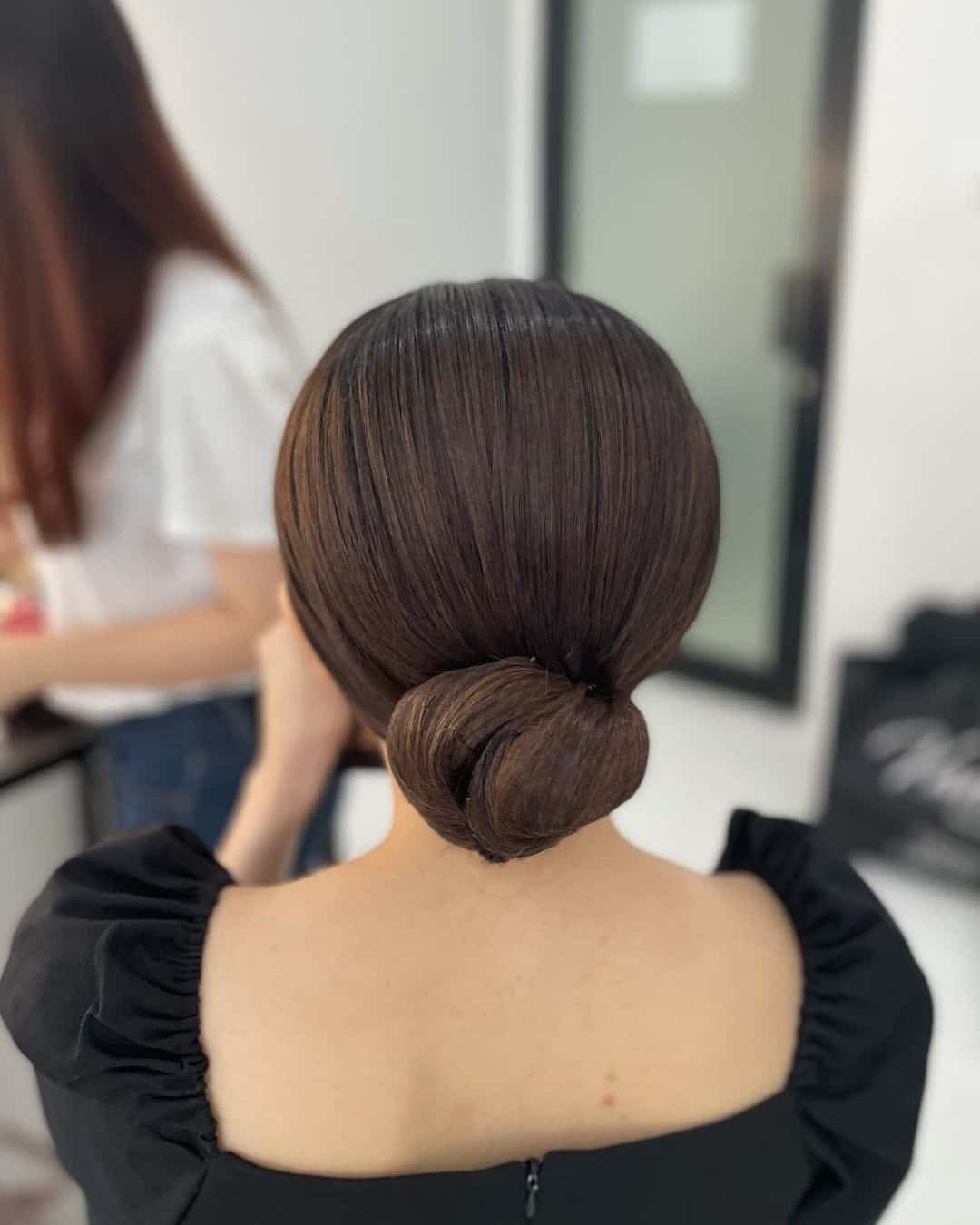 Sleek & Formal Dark Brown Chignon 