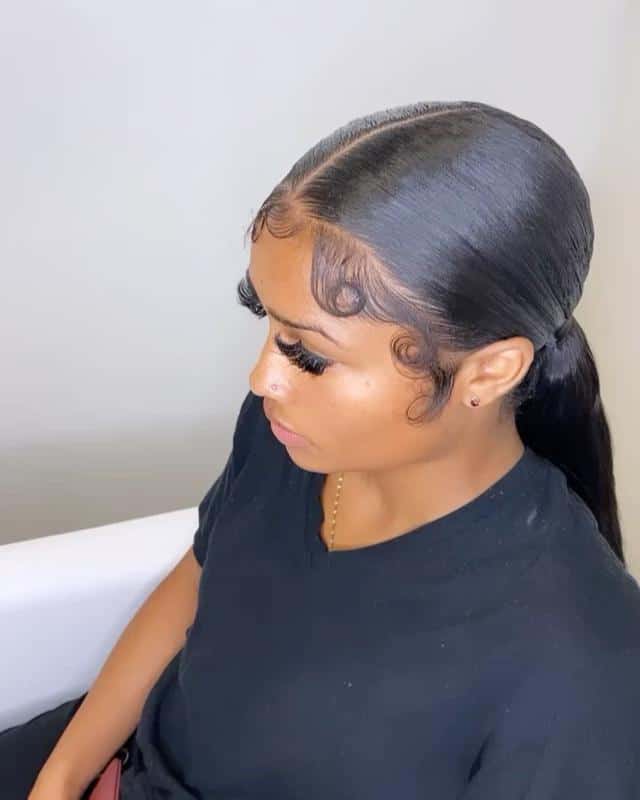 Sleek Ponytail With Center Parting 1