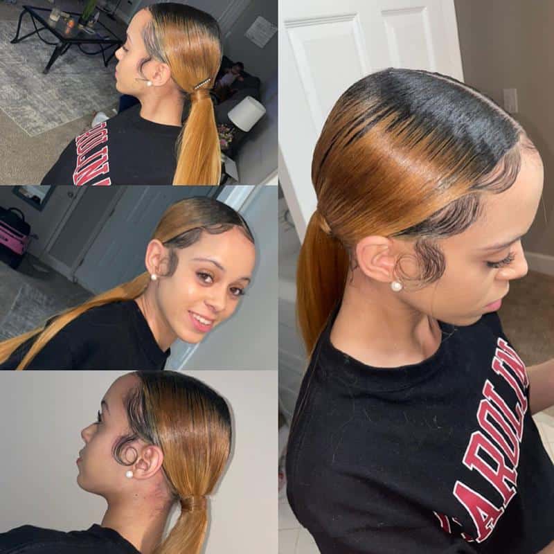 Sleek Ponytail With Center Parting 3